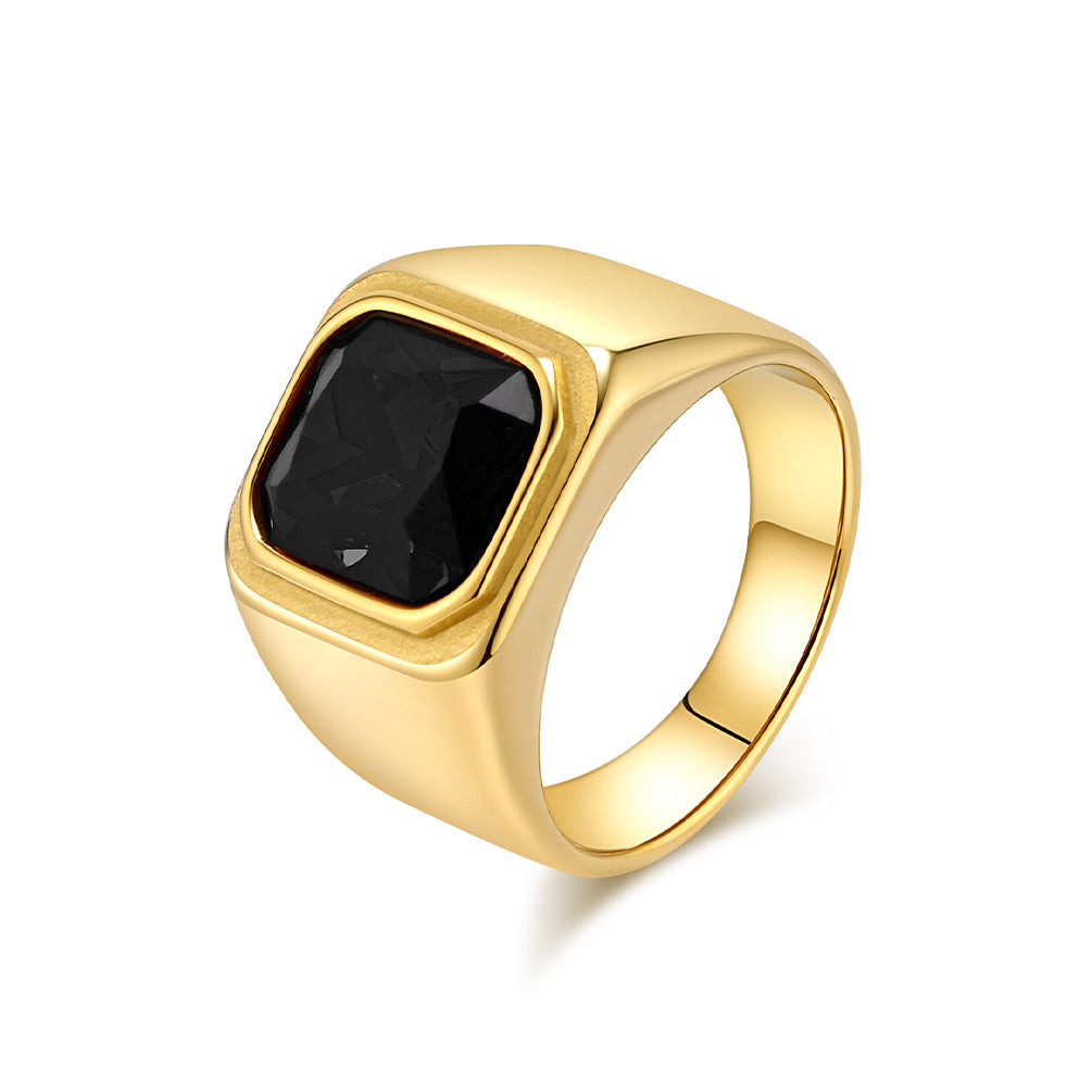 Wholesale 18K gold plated stainless steel ring with gemstone
